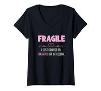 Donna Fragile I Just Dropped My Daughter off at College Parents Maglietta con Collo a V