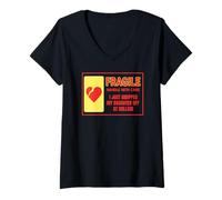 Donna Fragile Maniglia con Cura Caduto Figlia al College Maglietta con Collo a V