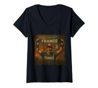 Donna France T-shirt Fan Francese Ultras Sciarpa Bandiera Maglietta con Collo a V