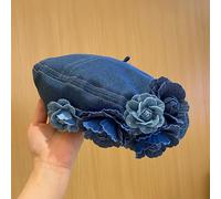 Donna Francese Berretto Basco Cappello Artista Fiore Jeans Casual Moda Carino