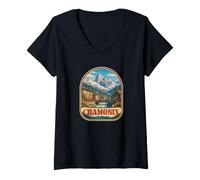 Donna Francia Ricordo di Chamonix Maglietta con Collo a V