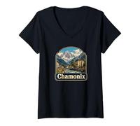 Donna Francia Ricordo di Chamonix Maglietta con Collo a V
