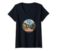Donna Francia Ricordo di Chamonix Maglietta con Collo a V