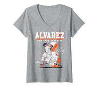 Donna Francisco Alvarez | Giocatore di Baseball New York M | MLBFAL201M Maglietta con Collo a V