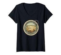 Donna Francobollo Safari Africano ngorongoro cratere Tanzania affrancatura Maglietta con Collo a V