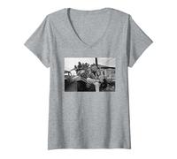 Donna Frank Zappa a Londra Madri Dell'invenzione 1971 Apostrophe Maglietta con Collo a V