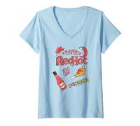 Donna Frank's RedHot Sketched Foods Funny Maglietta con Collo a V
