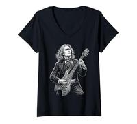 Donna Franz Liszt Compositore Pianista Chitarra Maglietta con Collo a V