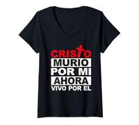 Donna Frase Bíblica Jesús Tee ForPowerful Bible Verses In Spanish Maglietta con Collo a V
