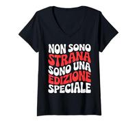Donna Frase Divertente: Non Sono Strana Sono Una Edizione Speciale Maglietta con Collo a V