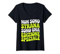 Donna Frase Divertente: Non Sono Strana Sono Una Edizione Speciale Maglietta con Collo a V