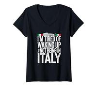 Donna Frase Divertente per Chi Ama l’Italia Maglietta con Collo a V