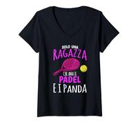 Donna Frase Divertente Una Ragazza Che AMA Il Padel e Orsi Panda Maglietta con Collo a V