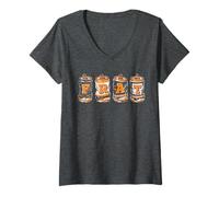 Donna FRAT Beer Cans in School Colors Fraternity Art Maglietta con Collo a V