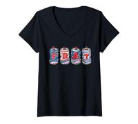 Donna FRAT Beer Cans in School Colors Fraternity Art Maglietta con Collo a V