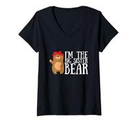 Donna Fratelli - Im The Big Sister Bear Maglietta con Collo a V
