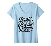 Donna Fratello dello Sposo Festa di Nozze Script Design Maglietta con Collo a V