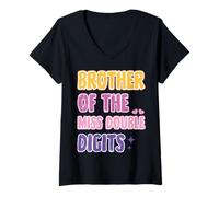 Donna Fratello Peace Single Digits I'm 10 Compleanno Ragazze Familiari Maglietta con Collo a V