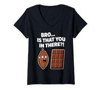 Donna Fratello, Sei lì? Divertente Gioco di Parole al Cacao Maglietta con Collo a V