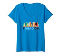 Donna FREADOM Celebra la libertà del Libro e la consapevolezza dei Libri vietati Maglietta con Collo a V