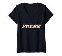 Donna Freak Stampa Leopardata Sbiadita Maglietta con Collo a V