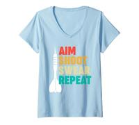 Donna Freccette mirate a sparare con la Ripetizione Maglietta con Collo a V