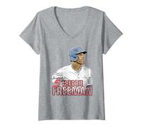 Donna Freddie Freeman | Giocatore di Baseball dei Los Angeles D| MLBFFR303N Maglietta con Collo a V