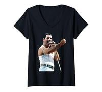 Donna Freddie Mercury of Rock Group Queen A Live Aid 1985 Maglietta con Collo a V