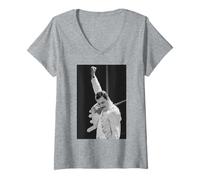 Donna Freddie Mercury Queen dal Vivo St James Park Newcastle Maglietta con Collo a V