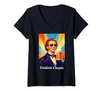 Donna Frederic Chopin Compositore Maglietta con Collo a V