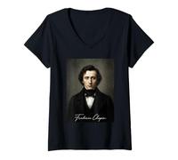 Donna Frederic Chopin Compositore Maglietta con Collo a V