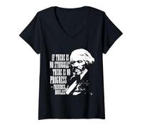 Donna Frederick Douglas citazione di progresso e lotta Maglietta con Collo a V