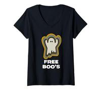 Donna Free Boo's Ghost or Spirit Spooky Fall Design Maglietta con Collo a V