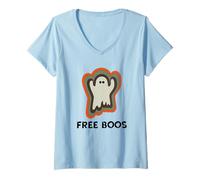Donna Free Boos Ghost or Spirit Spooky Fall Party Design Maglietta con Collo a V