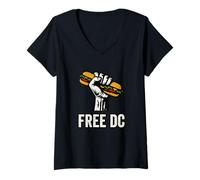 Donna Free DC Sandwich Activism Protest Fist Humor Maglietta con Collo a V