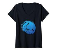Donna Free Diving con Un respiro nell'oceano Maglietta con Collo a V