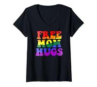 Donna Free Mom Hugs Abbracci GRATUITI della Mamma! LGBTQ Meme Maglietta con Collo a V