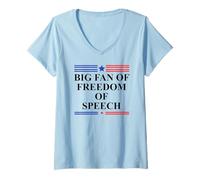 Donna Free Press Free Speech Big Fan of Freedom of Speech Protest Maglietta con Collo a V