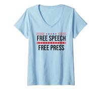 Donna Free Speech Free Press Protest Freedom of Speech Resistance Maglietta con Collo a V
