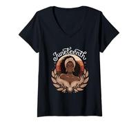 Donna Freedom & Pride Proud Black Women Blessed Juneteenth Maglietta con Collo a V
