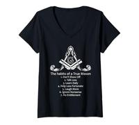 Donna Freemason Habits Citazione True Mason Values Massoneria Design Maglietta con Collo a V