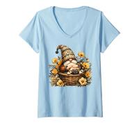 Donna French Bulldog In Dog Basket For Dog Lover Frenchie Grandma Maglietta con Collo a V