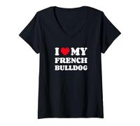 Donna French Bulldogs Frenchies I Love My French Bulldog Frenchie Maglietta con Collo a V