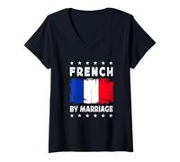 Donna French by Marriage French Wife Husband France Flag Maglietta con Collo a V