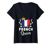 Donna French Queen France Flag Proud French Woman Maglietta con Collo a V