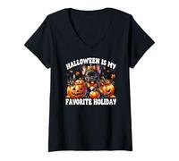 Donna Frenchie Halloween Is My Favorite Holiday French Bulldog Maglietta con Collo a V