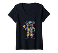 Donna Fresco Koala Summer Party Vacation Maglietta con Collo a V