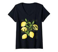 Donna Fresh Citrus Lemon Fruit Amalfi Coast Italy Capri Lemons Maglietta con Collo a V