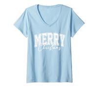 Donna Fresh Merry Christmas Sport Maglietta con Collo a V