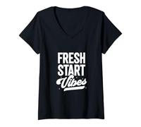 Donna Fresh Start Vibes - Divorzio Maglietta con Collo a V